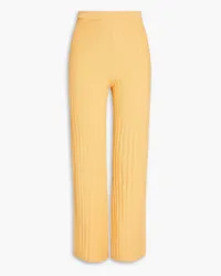 Sandro Ribbed-knit flared pants - Orange Orange