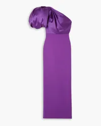 Solace London Karli one-shoulder faille and stretch-crepe maxi dress - Purple Purple