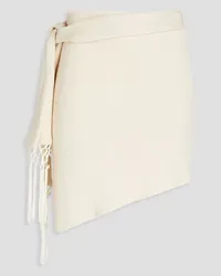 Savannah Morrow Asymmetric fringed cotton and silk-blend mini skirt - White White