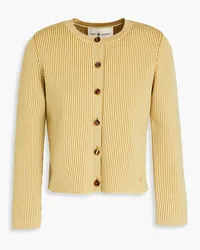 Tory Burch Cropped striped knitted cardigan - Yellow Yellow