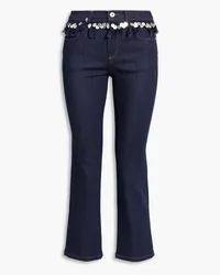 Roberto Cavalli Cropped sequin-embellished mid-rise bootcut jeans - Blue Blue