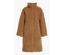 Quilted faux shearling coat - Brown