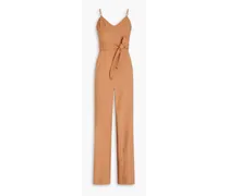 Mila belted linen-blend jumpsuit - Brown