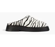 Zebra-print calf hair slippers - Animal print