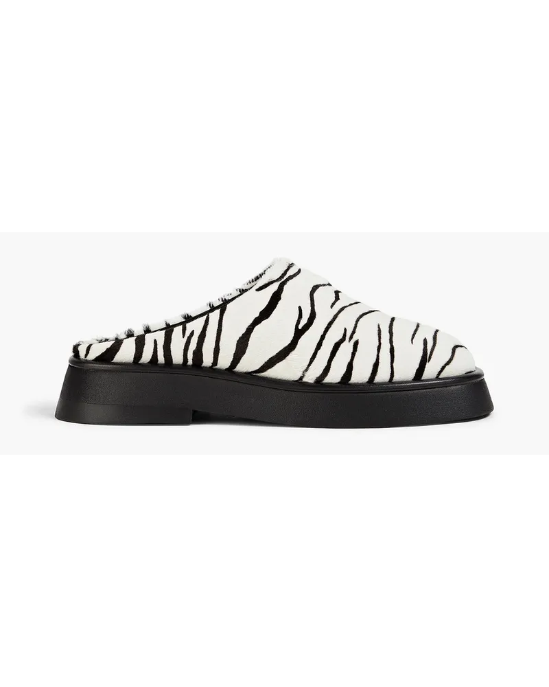 Zebra-print calf hair slippers - Animal print