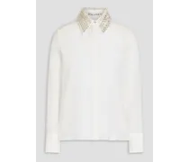 Alice Olivia - Crystal-embellished silk crepe do chine shirt - White