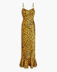 Saloni Mimi printed silk midi slip dress - Yellow Yellow