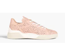 Laser-cut leather sneakers - Pink