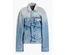 Contorted gathered faded denim jacket - Blue