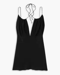 Totême Tie-detailed gathered silk crepe de chine camisole - Black Black