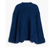 Oversized brushed ribbed-knit sweater - Blue