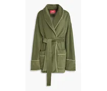 Belted cotton-blend terry robe - Green