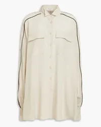 Brunello Cucinelli Oversized bead-embellished crepe de chine shirt - White White