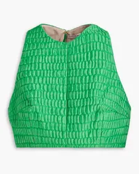 EMILIA WICKSTEAD Cropped cotton-blend cloqué top - Green Green