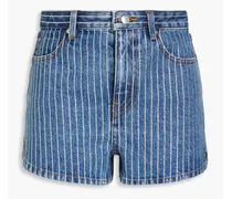 Crystal-embellished denim shorts - Blue