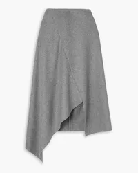 Akris Asymmetric wool-blend flannel midi skirt - Gray Gray