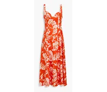 Perdita floral-print hemp maxi dress - Red