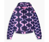 Printed French cotton-terry hoodie - Purple