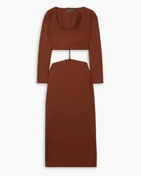 Zeynep Arcay Cutout stretch-wool midi dress - Burgundy Burgundy