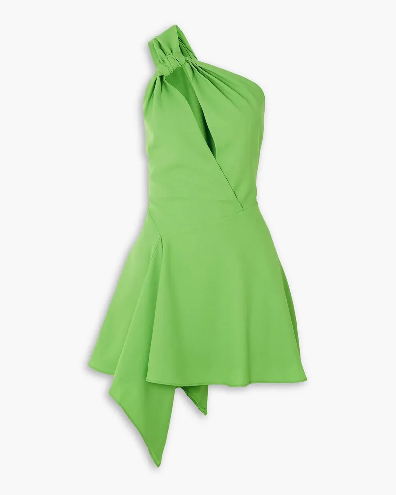 Cult Gaia Eliana asymmetric one-shoulder cutout twill mini dress - Green Green