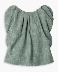 Co Strapless gathered wool-blend top - Green Green