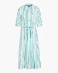 3.1 phillip lim Belted striped cotton-poplin midi shirt dress - Blue Blue