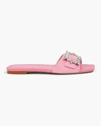 Stuart Weitzman Embellished buckled leather slides - Pink Pink