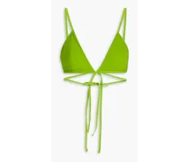 Looped Tie two-tone triangle bikini top - Green