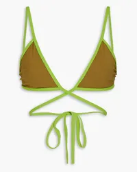 Christopher Esber Looped Tie two-tone triangle bikini top - Green Green