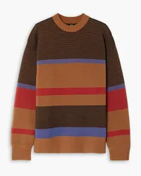 NAGNATA Lucid striped ribbed cotton sweater - Brown Brown