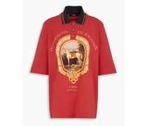 Printed cotton-piqué polo shirt - Red