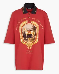 Balmain Printed cotton-piqué polo shirt - Red Red