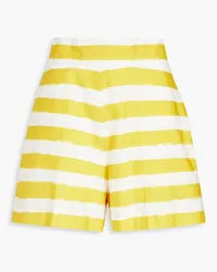 Oscar de la Renta Striped cotton-blend shorts - Yellow Yellow