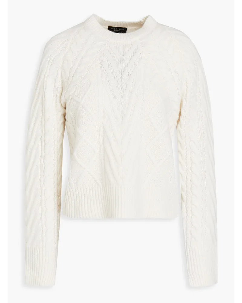 Pierce cable-knit cashmere sweater - White