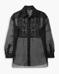 Nili Lotan Noel embellished silk-organza shirt - Black Black