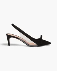 RED Valentino Suede and PVC slingback pumps - Black Black