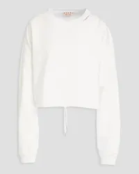 Marni Cropped embroidered French cotton-terry sweatshirt - White White