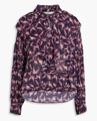 IRO Tchami ruffled printed fil coupé georgette blouse - Purple Purple