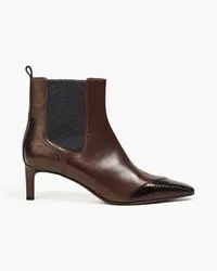 Brunello Cucinelli Embellished smooth and lizard-effect leather ankle boots - Brown Brown