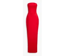 Strapless twill maxi dress - Red