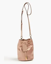 TOD'S Leather-trimmed satin bucket bag - Pink Pink