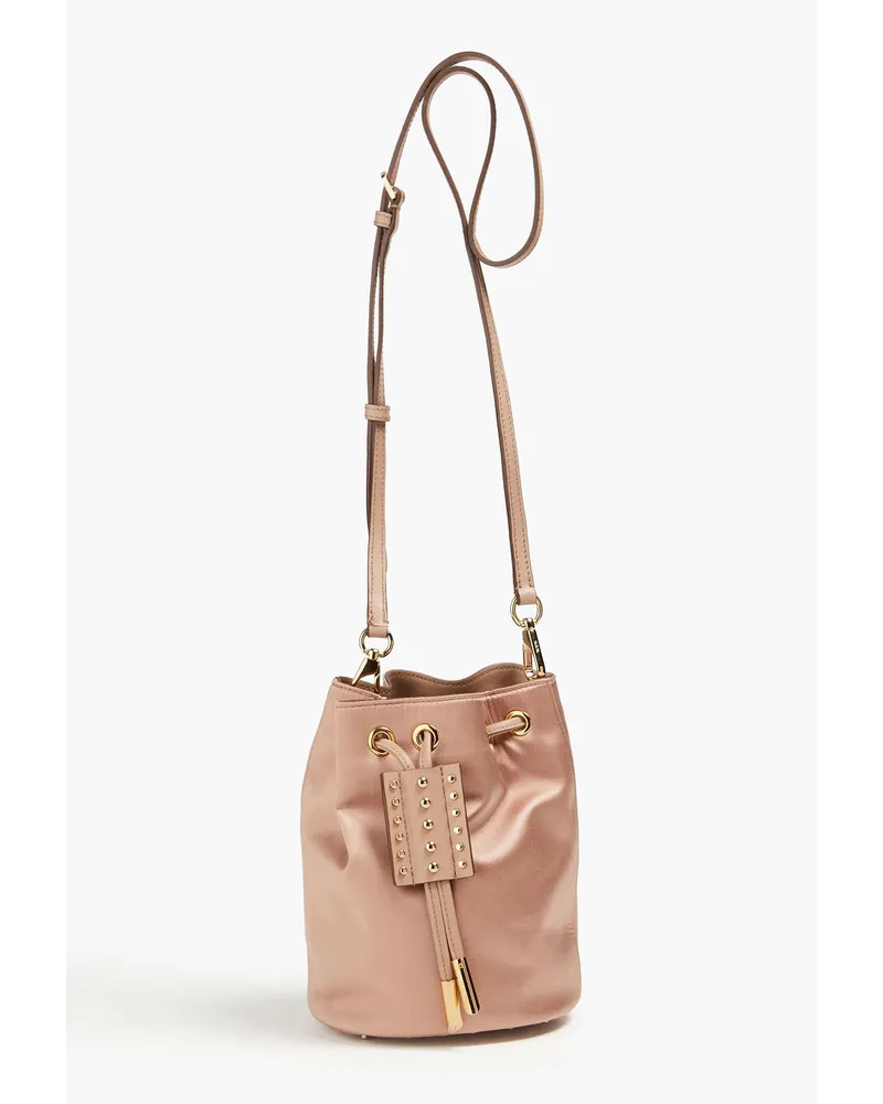 TOD'S Leather-trimmed satin bucket bag - Pink Pink