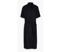Embroidered cotton-poplin midi dress - Black