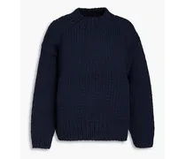 Embroidered cotton-blend sweater - Blue