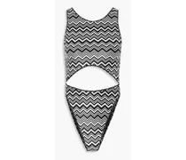 Cutout metallic printed swimsuit - Black
