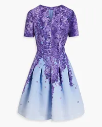 Oscar de la Renta Pleated floral-print faille dress - Purple Purple