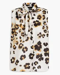 Moschino Gathered leopard-print cotton and silk-blend mousseline top - Animal print Animal