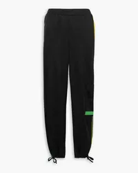 Ganni Appliquéd recycled-jersey tapered track pants - Black Black