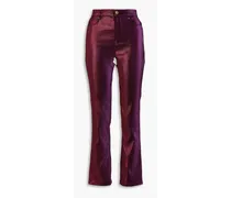 Cutout metallic twill slim-leg pants - Purple