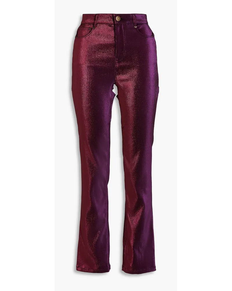 Area Cutout metallic twill slim-leg pants - Purple Purple
